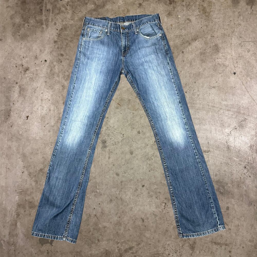 Levi's 527 Slim Bootcut Jeans Distressed Dark Stonewash Denim Mens Size 30x34
